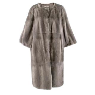 Prada Soft and lightweight grey mink Longline Coat 