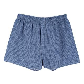Sunspel Blue Cotton Boxer Shorts 