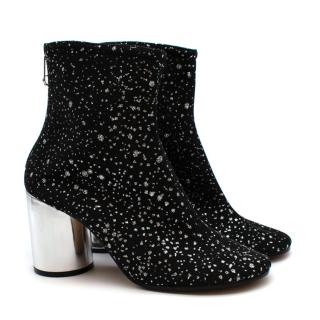 Maison Martin Margiela Black Glitter Ankle Boots 
