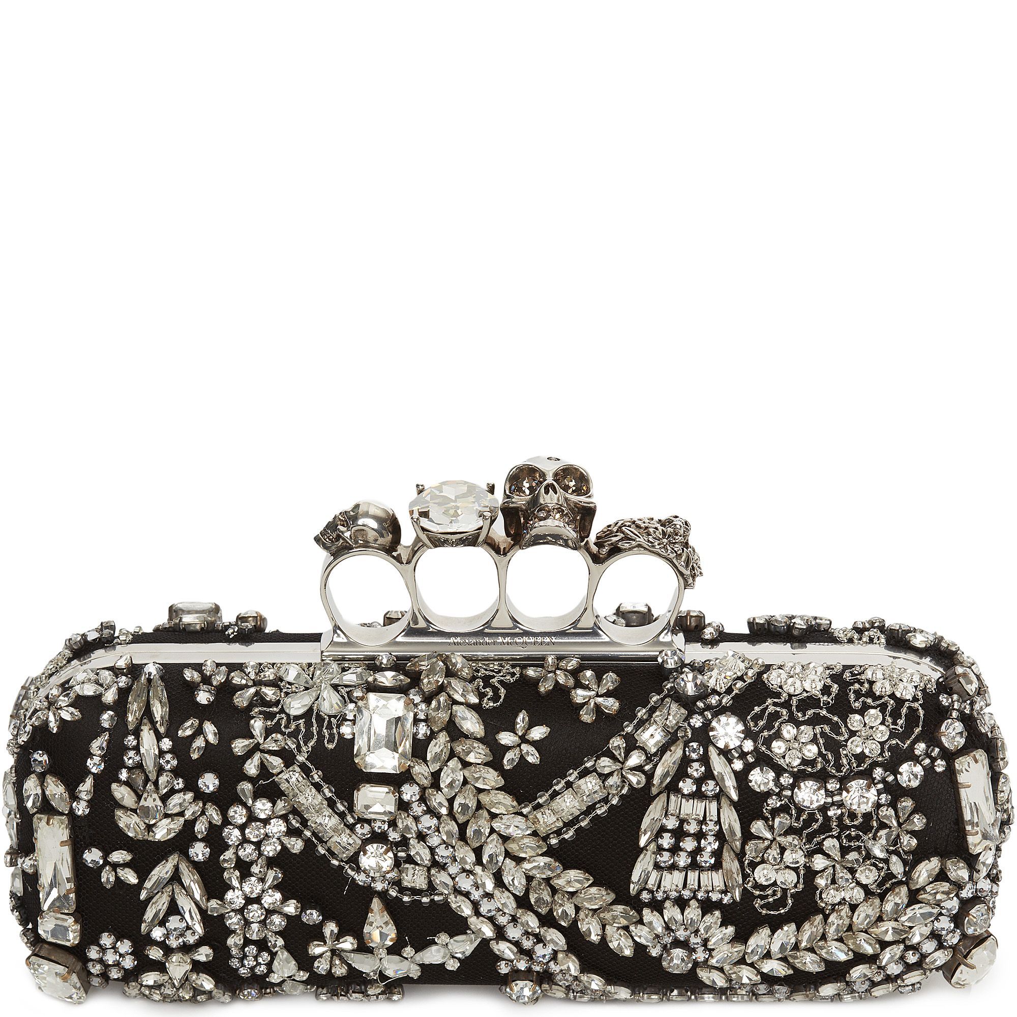 Alexander Mcqueen Four Ring Crystal Embellished Clutch HEWI