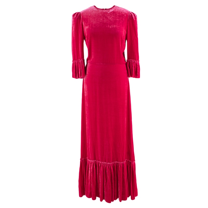 The Vampires Wife Festival Dress In Liquid Velvet Pink | HEWI