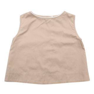 Caramel Nude Sleeveless Top with Fold Over Back Detail 