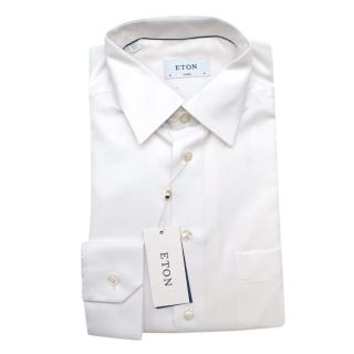 Eton White Cotton Classic Fit Long Sleeve Shirt