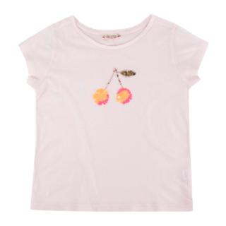Bonpoint Pink Cotton Cherry Logo Sequin T-shirt