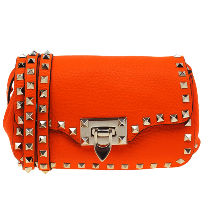 Valentino Orange Rockstud Shoulder Bag | HEWI