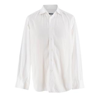 Pal Zileri White Cotton Linen Blend Shirt