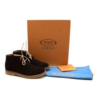 Tods Junior Brown Suede Desert Ankle Boots