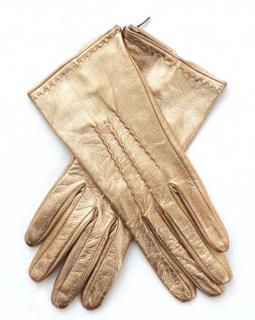Ermanno Scervino Metallic Gold Leather Gloves
