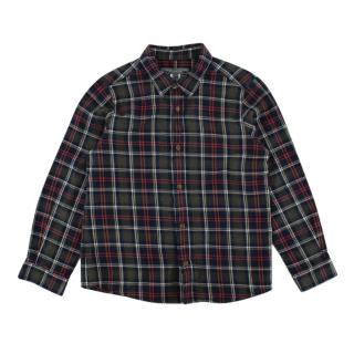 Bonpoint Green Checkered Cotton Flannel Long Sleeve Shirt
