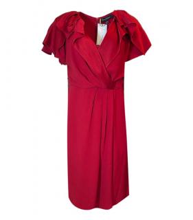 Jenny Packham Red Frilled Crossover Dress