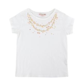 Bonpoint White Cotton Necklace & Strass Print T-shirt
