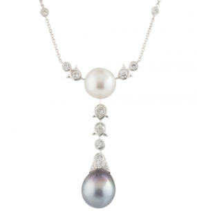 Bespoke White Gold Diamond & Pearl Necklace