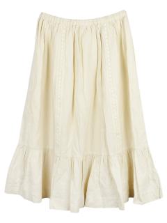 Bonpoint Ecru Pleated Embroidered Skirt