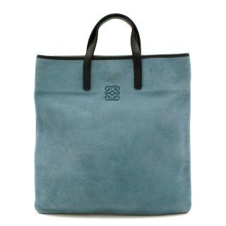 Loewe Blue Suede Top Handle Vintage Tote Bag