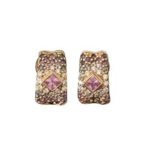 Links of London Pink Sapphire & Diamond Yellow Gold Earrings