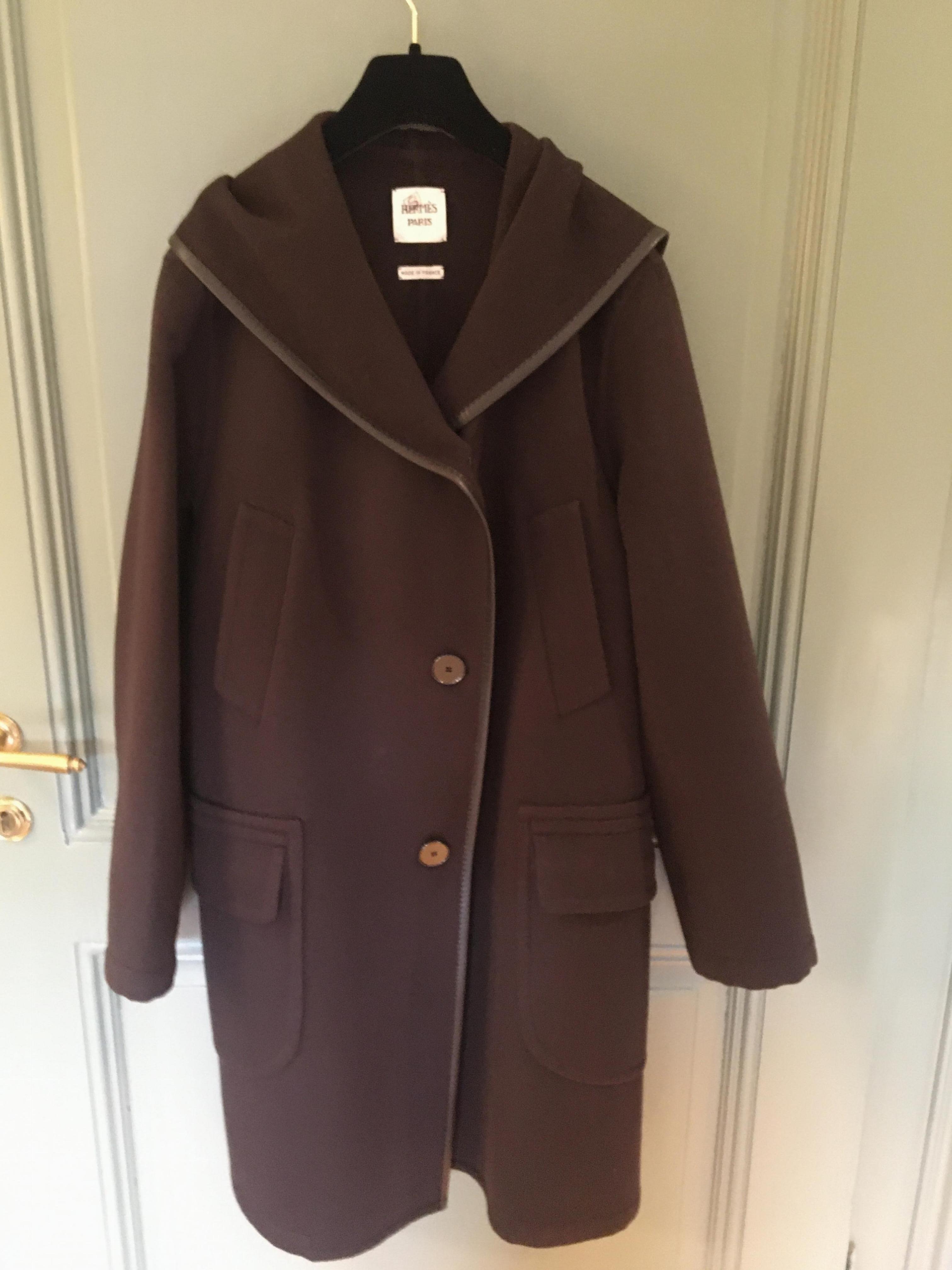Hermes Brown Cashmere Hooded Coat | HEWI