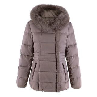 Max & Moi Taupe Fox Fur Lined Down Jacket