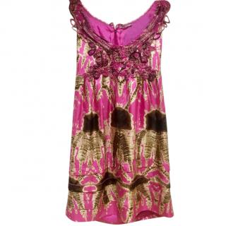 Ermanno Scervino Pink Tie-Dye Embellished Dress, size 38