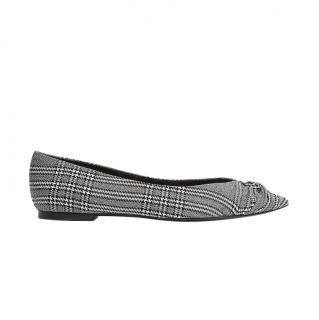 Maje Grey Prince of Wales Check Knotted Ballerinas