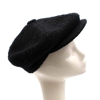 Studio Donegal Black Tweed Hand Woven Gatsby Cap