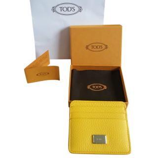 Tod's Yellow Grained Leather Card Holder