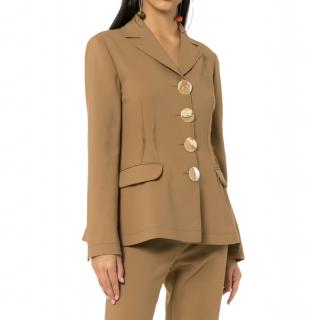 Rejina Pyo Brown Wool Oversized Buttons Blazer Jacket