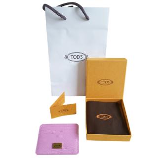 Tod's Pink Grained Leather Card Holder