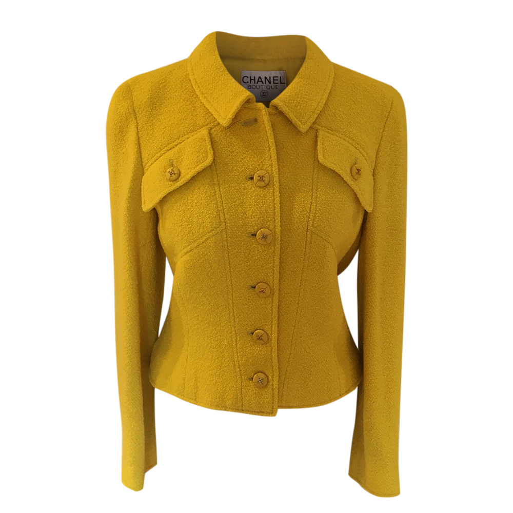 Chanel Yellow Tweed Tailored Short Jacket | HEWI