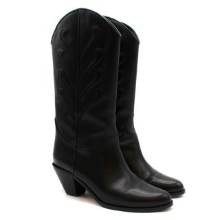 Francesco Russo Black Leather Western Inspired Boots