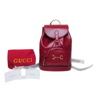Gucci red leather Horsebit1955 backpack