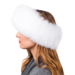 FurbySD White Arctic Fox Fur Cashmere Lined Headband