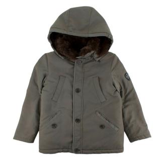 Bonpoint Faux Fur Lined Khaki Jacket