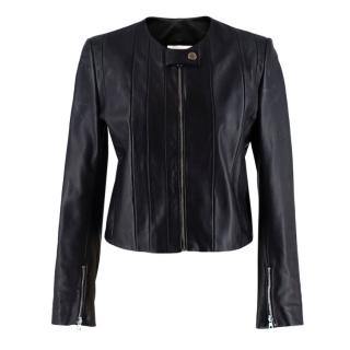 Sandro Black Collarless Leather Jacket