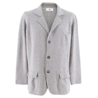 Emanuele Maffeis Grey Cashmere Single Breasted Knit Blazer Jacket