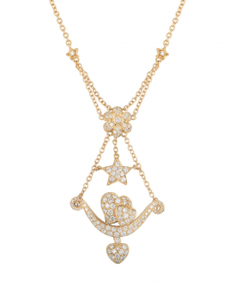 Bespoke Yellow Gold Diamond Heart, Flower and Star Necklace