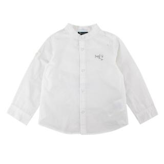 Brums Baby Boy White Cotton Long Sleeve Button-Down Shirt
