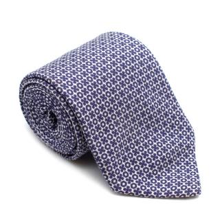 Petronius Blue Floral Silk & Cotton Blend Tie 