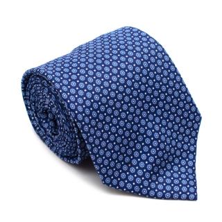 Boggi Blue Floral Printed Silk Tie 