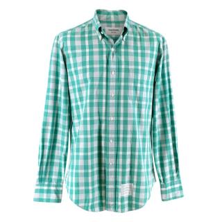 Thom Browne Green & White Checked Cotton Shirt