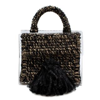 0711 Tblisi Black & Gold Copacabana Woven Top Handle Bag