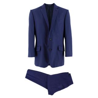 Richard James Blue Textured Cotton Single Breasted Suit
