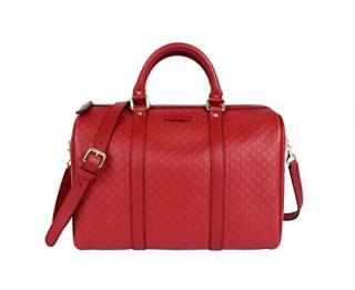 Gucci Red Guccissima Leather Boston Bag