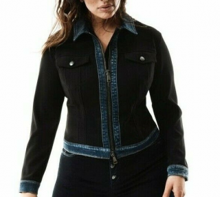 Ashley Graham Black & Blue Denim Jacket