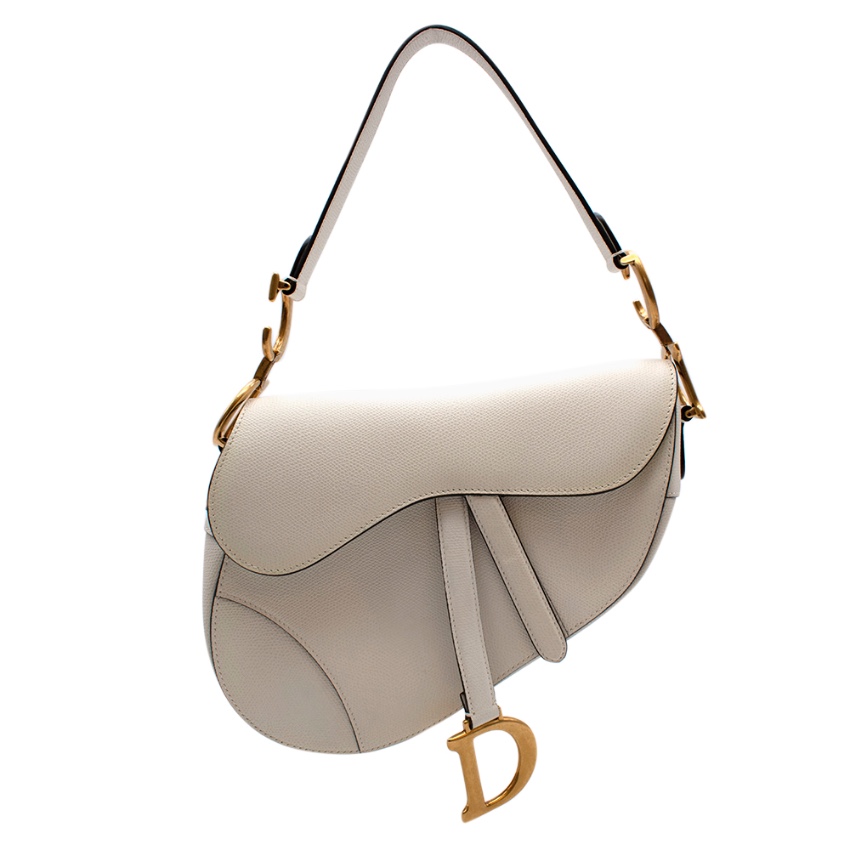 Christian Dior Current Season Latte Grained Calfskin Saddle Bag | HEWI