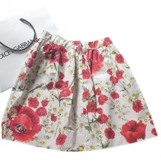 Dolce & Gabbana Kids 6Y Floral Print Pleated Skirt