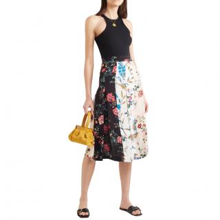 Maje Crepe De Chine Floral Print Midi Skirt