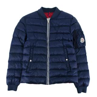 Moncler Navy Quilted Down Bomber Jacket