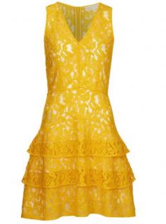 Michael Michael Kors Yellow Lace Tiered Dress
