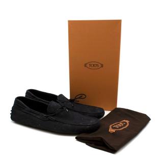 Tods Navy Leather Scooby Doo Tie Driving Loafers