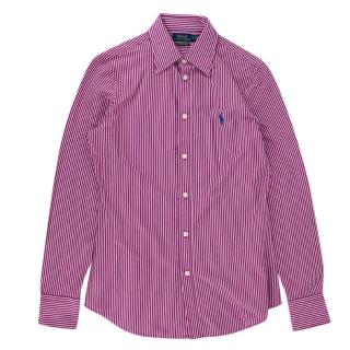 Polo Ralph Lauren Pink Striped Cotton Knit Dress Shirt
